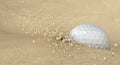 Golf Ball In Action Hitting Bunker Sand Royalty Free Stock Photo