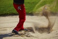 Golf ball in the air in the bunker Royalty Free Stock Photo