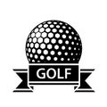 Golf ball black ribbon simple symbol Royalty Free Stock Photo