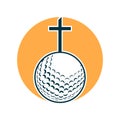 Golf ball and christianity cross inside a shape of circle vector illustration Royalty Free Stock Photo