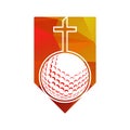 Golf ball and christianity cross inside a shape of unique shape vector illustration Royalty Free Stock Photo