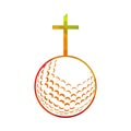 Golf ball and christianity cross vector illustration Royalty Free Stock Photo