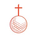 Golf ball and christianity cross vector illustration Royalty Free Stock Photo