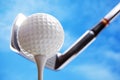 Golf ball and club Royalty Free Stock Photo