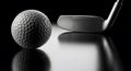 Golf Ball and Club on Reflective Surface Royalty Free Stock Photo