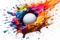 Golf ball color splash. Generate Ai