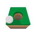 Golf ball on edge of hole cartoon icon Royalty Free Stock Photo