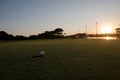 Golf ball on edge of the hole Royalty Free Stock Photo