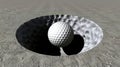 Golf ball falling in cup. Royalty Free Stock Photo