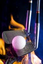 Golf ball and fire Royalty Free Stock Photo