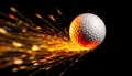 Golf ball with fire effect and sparks Royalty Free Stock Photo