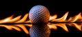 Golf Ball on Fire An Intriguing Image of Intensity and Sporting Passion on a Black Background Royalty Free Stock Photo