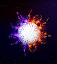 Golf ball on fire Royalty Free Stock Photo