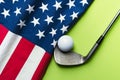 Golf ball with flag of USA Royalty Free Stock Photo