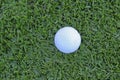 Golf ball and Flagstick of Manicured grass of putting green Royalty Free Stock Photo