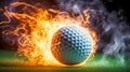 creative golf ball flies in the energy of a flash of lightning