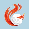 Golf ball flying fire ball icon Design Vector, Emblem, Design Concept, Creative Symbol