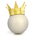 Golf ball with golden crown isolated Royalty Free Stock Photo