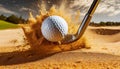 Golf Ball and Golf Club in the Sand Trap - Generative Ai