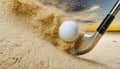 Golf Ball and Golf Club in the Sand Trap - Generative Ai