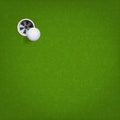 Golf ball and golf hole on green grass background. Vector. Royalty Free Stock Photo