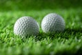 Two golf ball on grass Royalty Free Stock Photo