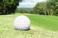 Golf ball on grass in the golf court ready to play.Morning sunshine with fresh feeling