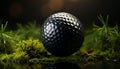 Golf ball on grass, sport outdoors, close up reflection generated by AI Royalty Free Stock Photo