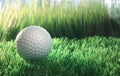 Golf ball on green grass