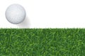 Golf ball and green grass background with area for copy space. Vector. Royalty Free Stock Photo