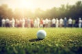 Golf ball green grass crowd. Generate Ai Royalty Free Stock Photo