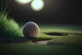 Golf ball on green grass. 3d rendering. Computer digital drawing. Royalty Free Stock Photo