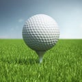 Golf ball on green grass field Royalty Free Stock Photo