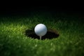 Golf ball green grass. Generate Ai Royalty Free Stock Photo