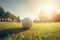 Golf ball green grass summer time. Generate Ai Royalty Free Stock Photo