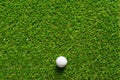 Golf ball on green grass texture of golf course for background. Royalty Free Stock Photo