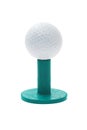 Golf ball on green rubber tee