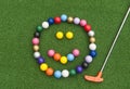 Golf Ball Happy Face with Putter Royalty Free Stock Photo