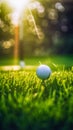 Golf Ball Hitting Closeup Grass Near Tee Ratio Centered Rim Lighting Brightly Colored Banner Tapping Something Greater Trademarks