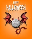 Golf ball with horns, wings and devil tail Royalty Free Stock Photo