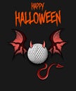 Golf ball with horns, wings and devil tail Royalty Free Stock Photo