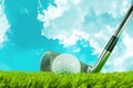 Golf ball and iron club Royalty Free Stock Photo