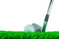 Golf ball and iron club Royalty Free Stock Photo