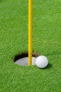 Golf ball on lipon the green