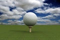 Golf ball over blue sky Royalty Free Stock Photo