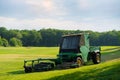 Golf ball piker collector machine Electric car for collect golf balls on field Royalty Free Stock Photo