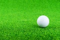 Golf ball put on the green grass Royalty Free Stock Photo