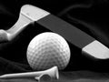 Golf ball, putter and tee. Royalty Free Stock Photo