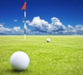 Golf ball on a putting green