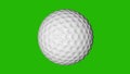 Golf ball quickly rotate on green screen. 3d animation